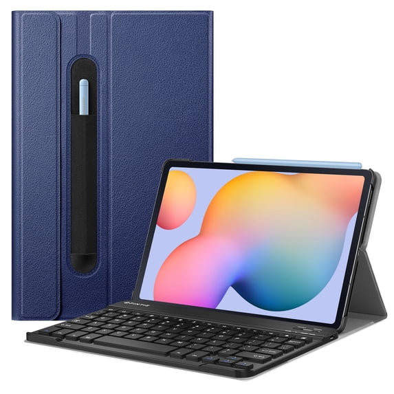 Fintie Keyboard Case for Samsung Galaxy Tab S6 Lite 10.4 Inch 2024/2022/2020, Slim Stand Cover with Secure S Pen Holder Detachable Wireless Bluetooth Keyboard, Navy