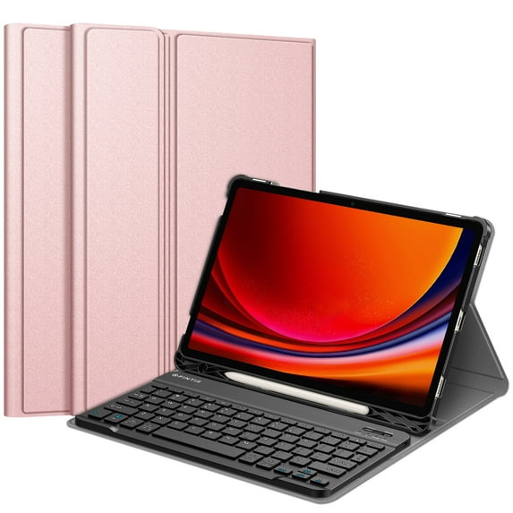 Fintie Keyboard Case for Samsung Galaxy Tab S9 11 Inch 2023 Model (SM-X710/X716B/X718U) with S Pen Holder, Slim Stand Cover Detachable Wireless Bluetooth Keyboard, Rose Gold