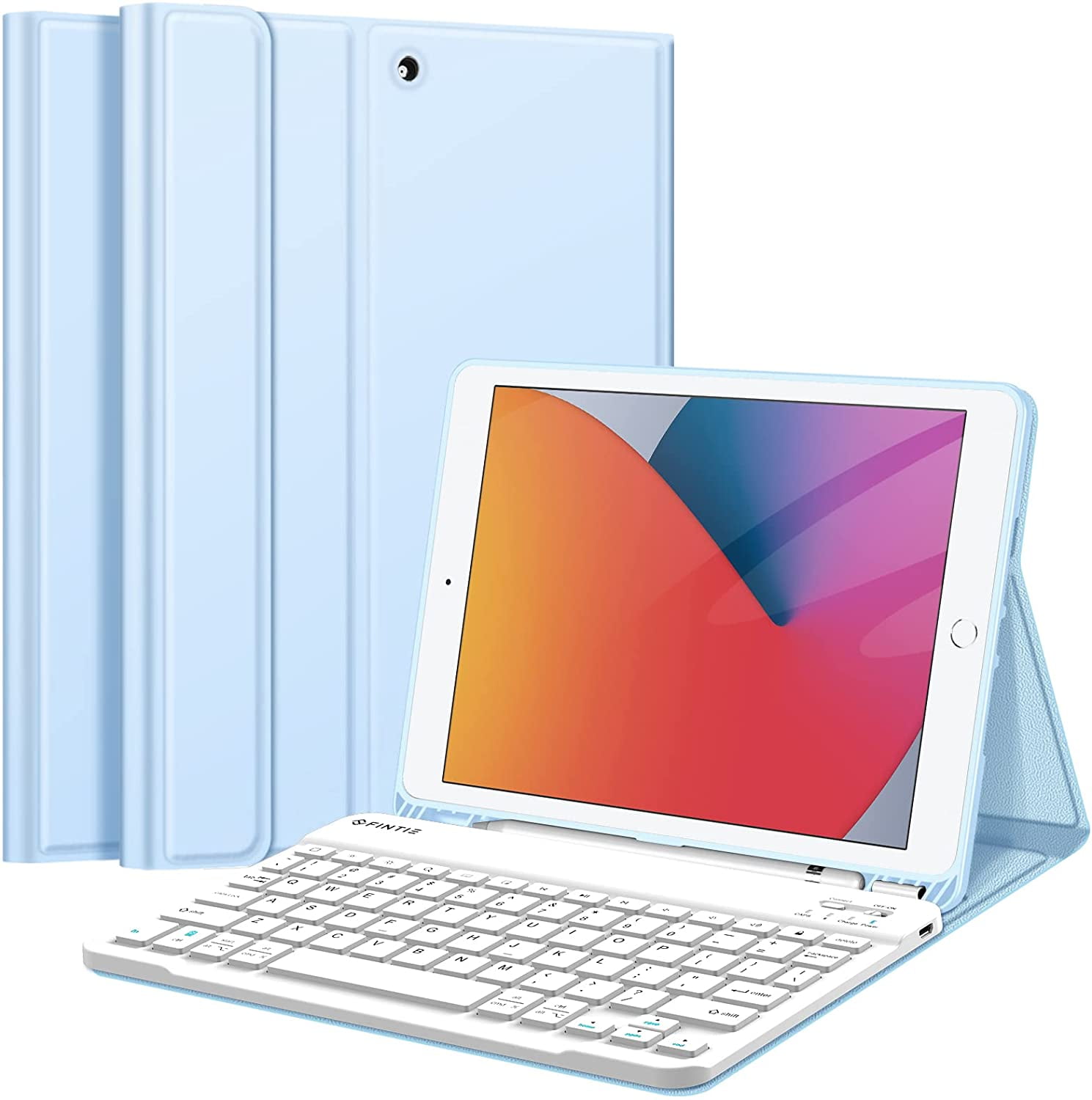 Bluetooth Keyboard Case For IPad 9th Gen (2021) 10.2 Inch Folio Stand Back Cover