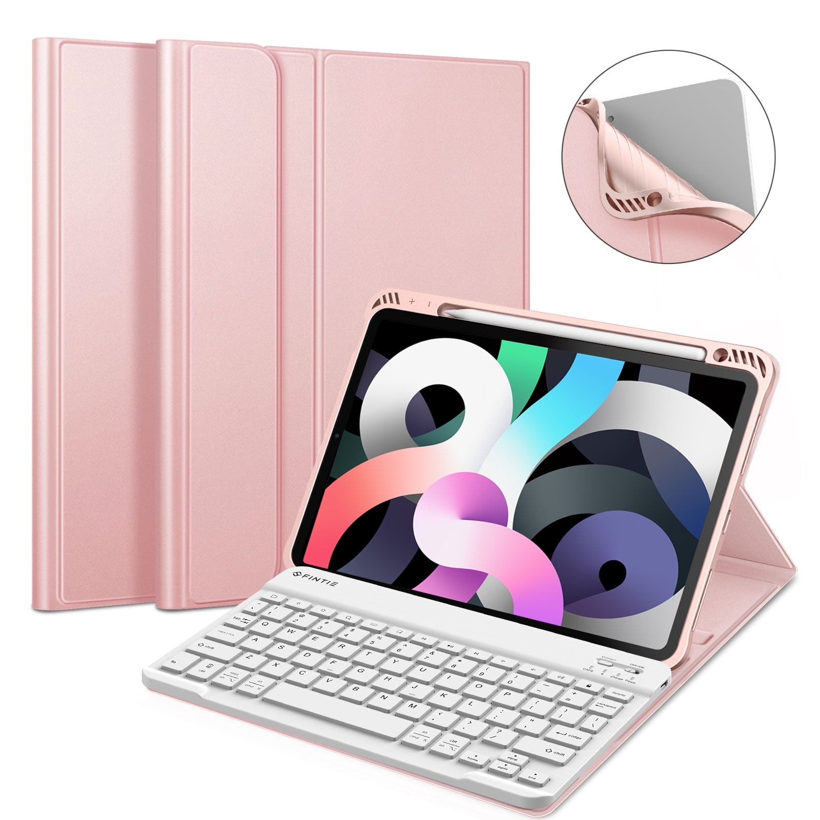 Fintie Keyboard Case for iPad Air 11-inch M2 (2024), iPad Air 5th Generation (2022) / iPad Air 4th Gen 10.9" - Soft TPU Back Cover with Magnetically Detachable Wireless Bluetooth Keyboard