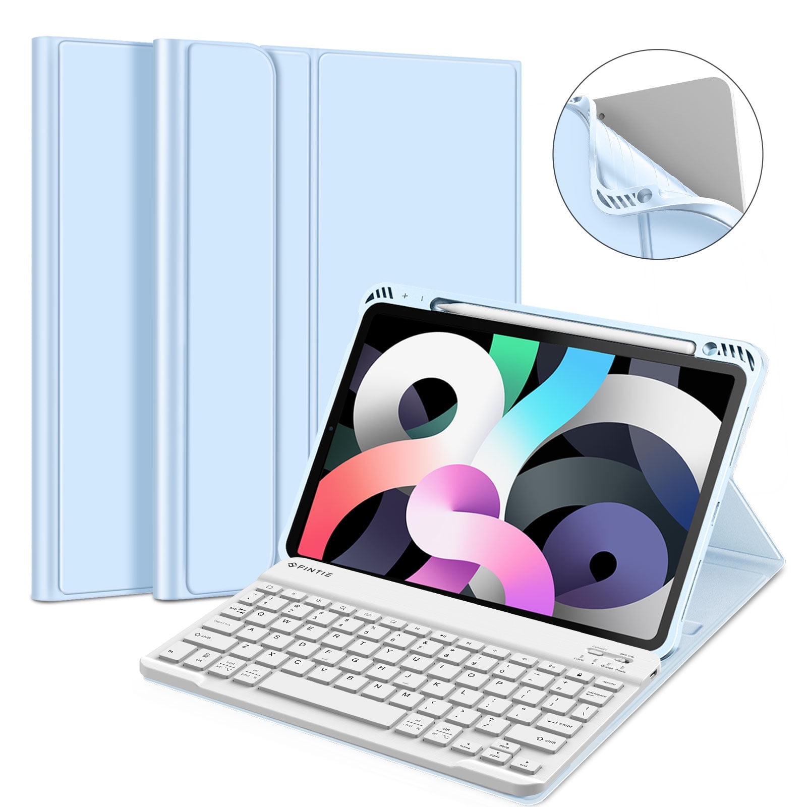 Fintie Keyboard Case for iPad Air 11-inch M2 (2024), iPad Air 5th Generation (2022) / iPad Air 4th Gen 10.9" - Soft TPU Back Cover with Magnetically Detachable Wireless Bluetooth Keyboard