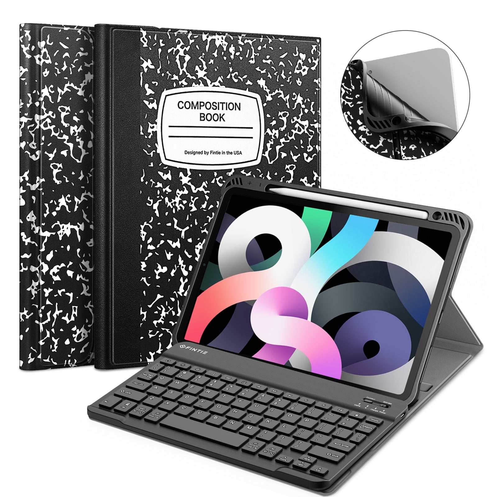 Fintie Keyboard Case for iPad Air 11-inch M2 (2024), iPad Air 5th Generation (2022) / iPad Air 4th Gen 10.9" - Soft TPU Back Cover with Magnetically Detachable Wireless Bluetooth Keyboard