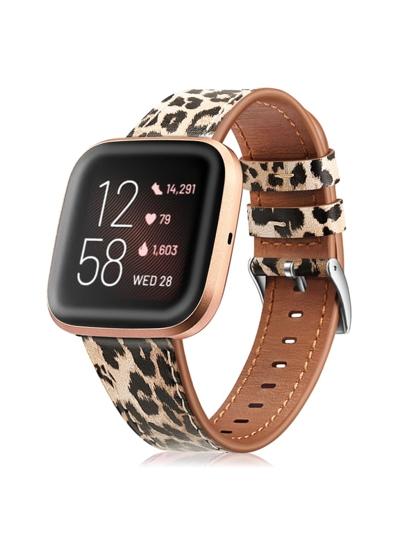 Leather Fitbit Wristwatch Band, Compatible with Fitbit Versa 2, Versa Lite, 150mm-210mm