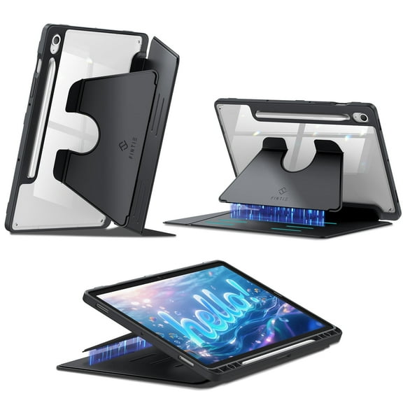 Fintie Magnetic Stand Case for Samsung Galaxy Tab S10 Lite/ S10 FE/ S9 FE 10.9 Inch/Tab S9 11 Inch, Multi-Angle Viewing Clear Cover with S Pen Holder, Black