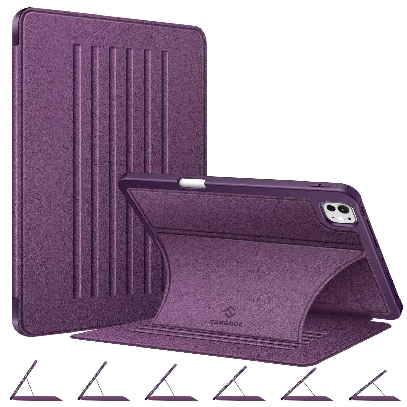 Fintie Magnetic Stand Case for iPad Pro 11-inch (M5) 2025 / (M4) 2024 - Multiple Angles Shockproof Rugged Soft TPU Cover with Pencil Holder, Purple
