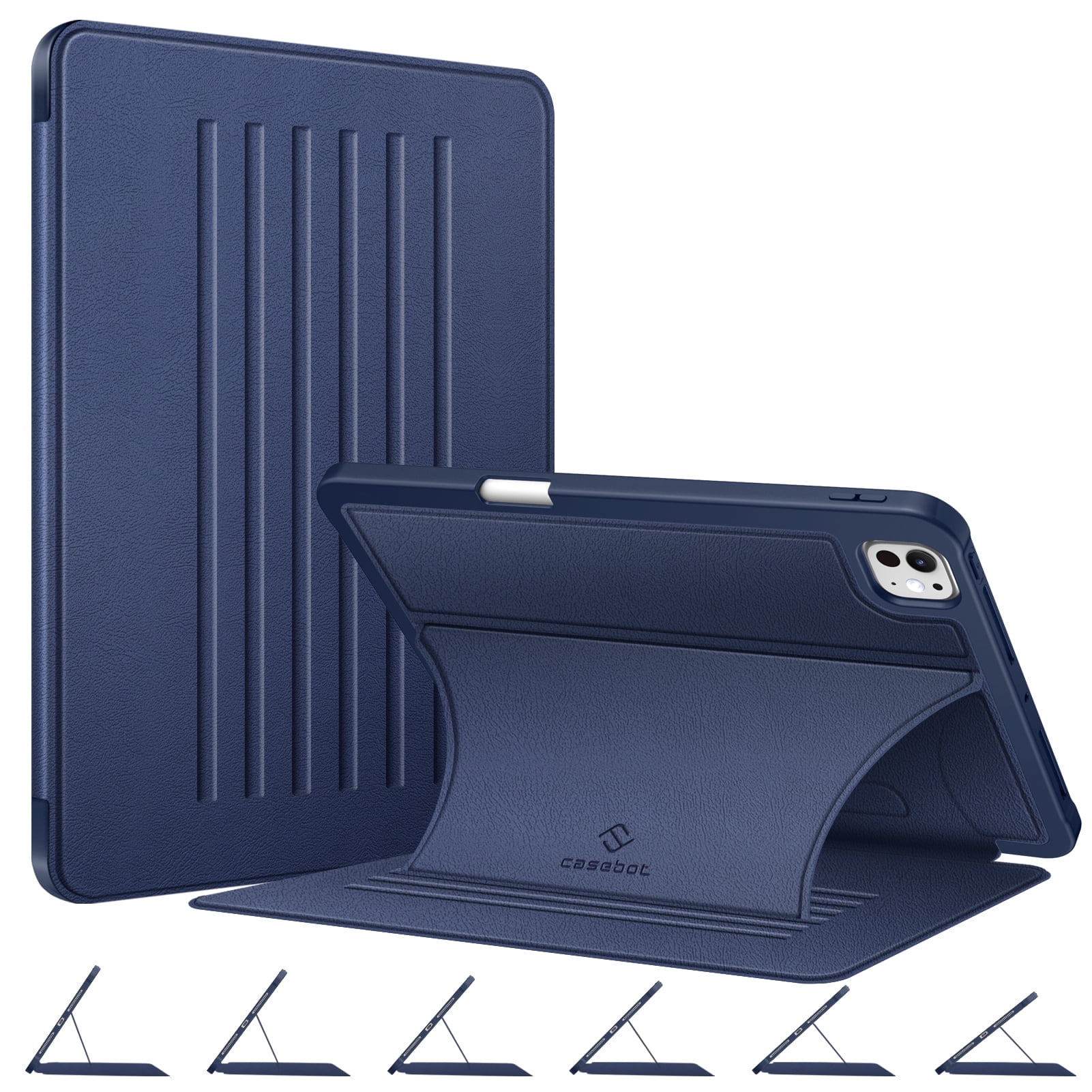 Fintie Magnetic Stand Case for iPad Pro 11-inch (M5) 2025 / (M4) 2024 - Multiple Angles Shockproof Rugged Soft TPU Cover with Pencil Holder, Navy