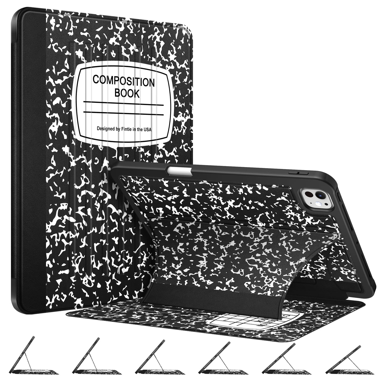 Fintie Magnetic Stand Case for iPad Pro 11-inch (M5) 2025 / (M4) 2024 - Multiple Angles Shockproof Rugged Soft TPU Cover with Pencil Holder, Composition Book