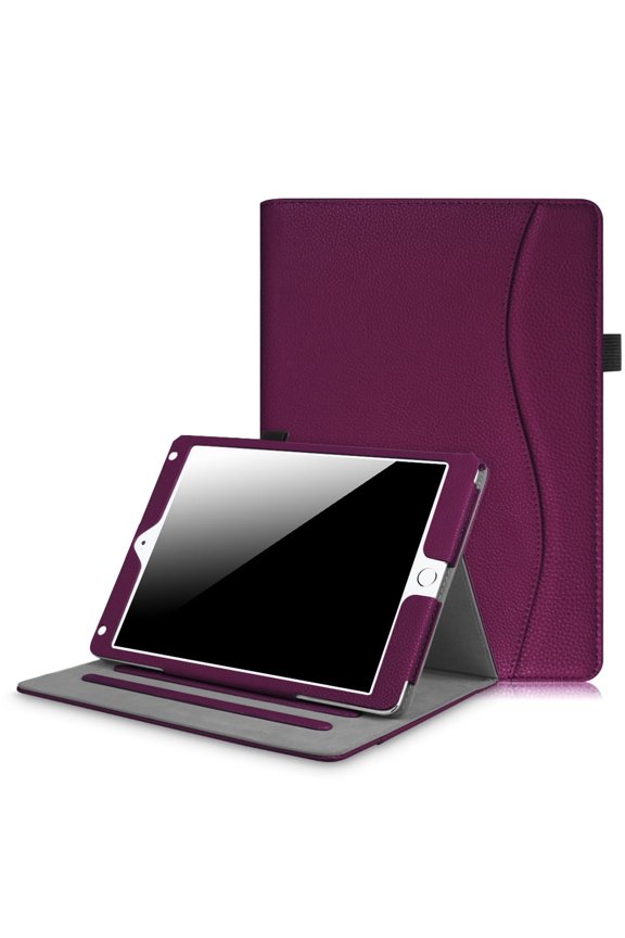 Multi-Angle Viewing Case for iPad 6th / 5th Generation (2018/2017 Release), iPad Air 2 / iPad Air 1 (9.7 Inch) - Premium PU Leather Cover with Pocket, Purple