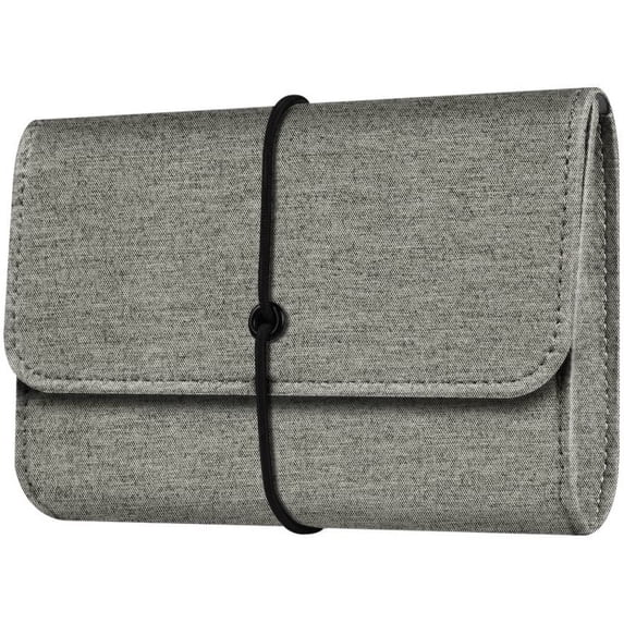 Fintie PU Leather Storage Pouch Bag Electronics Organizer Case for MacBook Charger/Apple Magic Mouse 2 1 / Power Adapter/External Hard Drive/Solid State Drive/Power Bank/Cables, Denim Gray