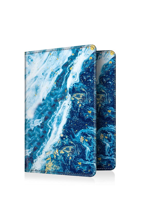 Passport Holder Travel Wallet RFID Blocking PU Leather Card Case Cover (Sandy Wave)