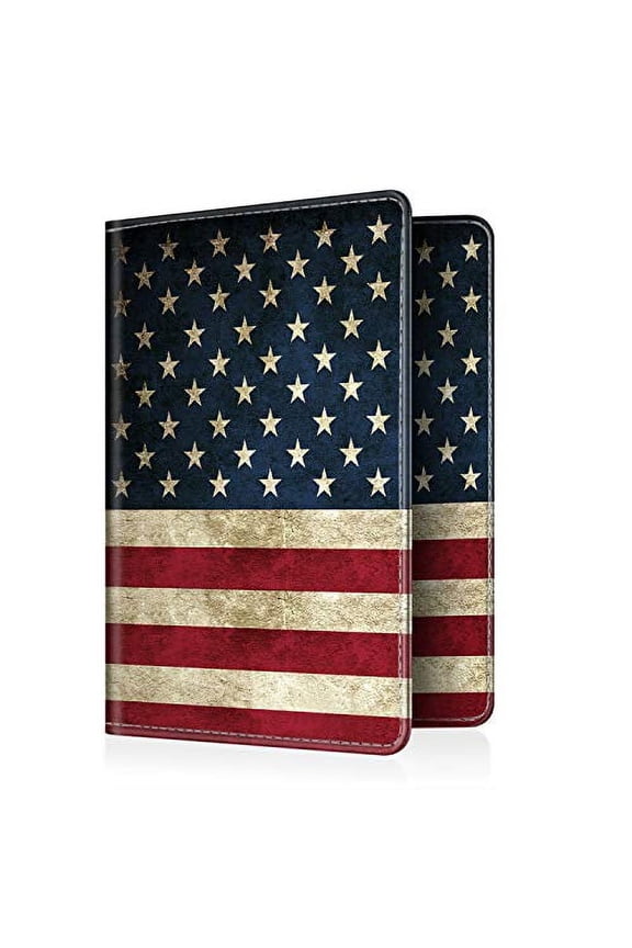 Passport Holder Travel Wallet RFID Blocking PU Leather Card Case Cover, US Flag