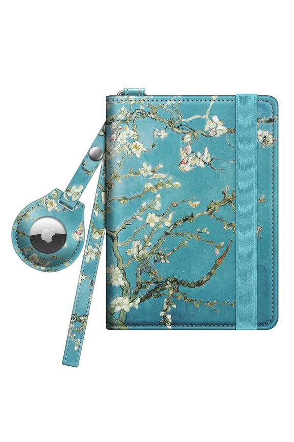 Passport Holder with Airtag Holder, RFID-Blocking Slim Travel Wallet with Passport and Card Slots for Women/Men