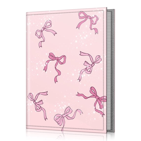 Fintie Photo Album 4x6 Photos, 52 Photos Small Mini Capacity Premium Vegan Leather Cover Photo Album, Portable Wallet Photo Album for Family Wedding Boys Girls, Pink Bow
