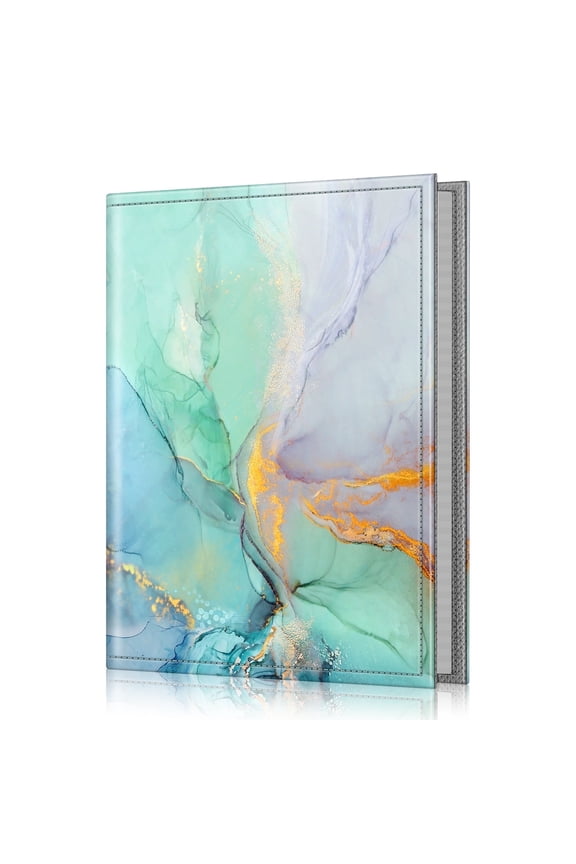 Photo Album 4x6 Photos, 52 Photos Small Mini Capacity Premium Vegan Leather Cover Photo Album, Portable Wallet Photo Album for Family Wedding Boys Girls, Emerald Marble