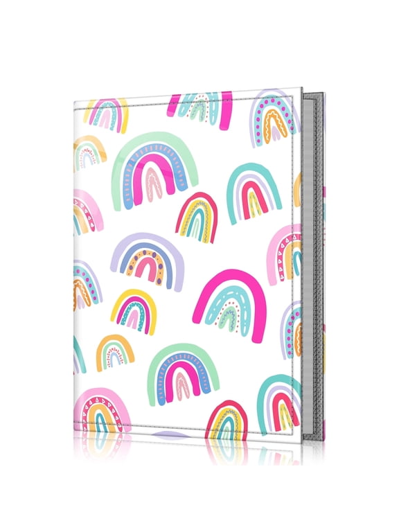 Photo Album 4x6 Photos, 52 Photos Small Mini Capacity Premium Vegan Leather Cover Photo Album, Portable Wallet Photo Album for Family Wedding Boys Girls, Dreamy Rainbow
