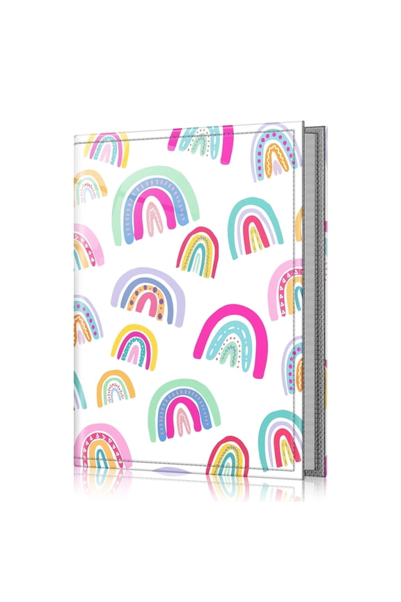 Photo Album 4x6 Photos, 52 Photos Small Mini Capacity Premium Vegan Leather Cover Photo Album, Portable Wallet Photo Album for Family Wedding Boys Girls, Dreamy Rainbow