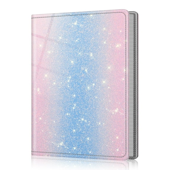 Fintie Photo Album 5x7 Photos - 52 Photos Small Mini Capacity Premium Vegan Leather Cover Photo Book, Portable Wallet Photo Album for Wedding Family Boys Girls Art Work, Glittering Blue/Pink