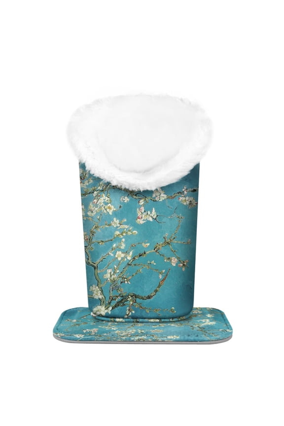 Plush Lined Eyeglasses Holder - PU Leather Protective Eyeglass Holder Stand Case，blossom