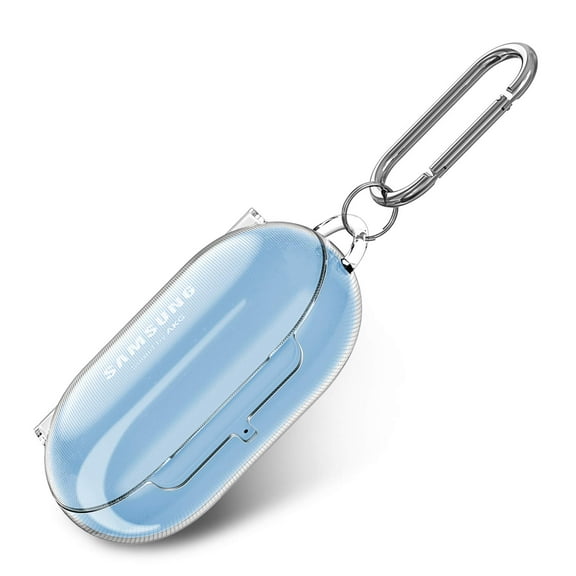 Fintie Polycarbonate Transparent Hard Case for Galaxy Buds Plus 2020 / Galaxy Buds 2019, No Need Adhesive Case with Keychain Carabiner Support Wireless Charging (Clear)