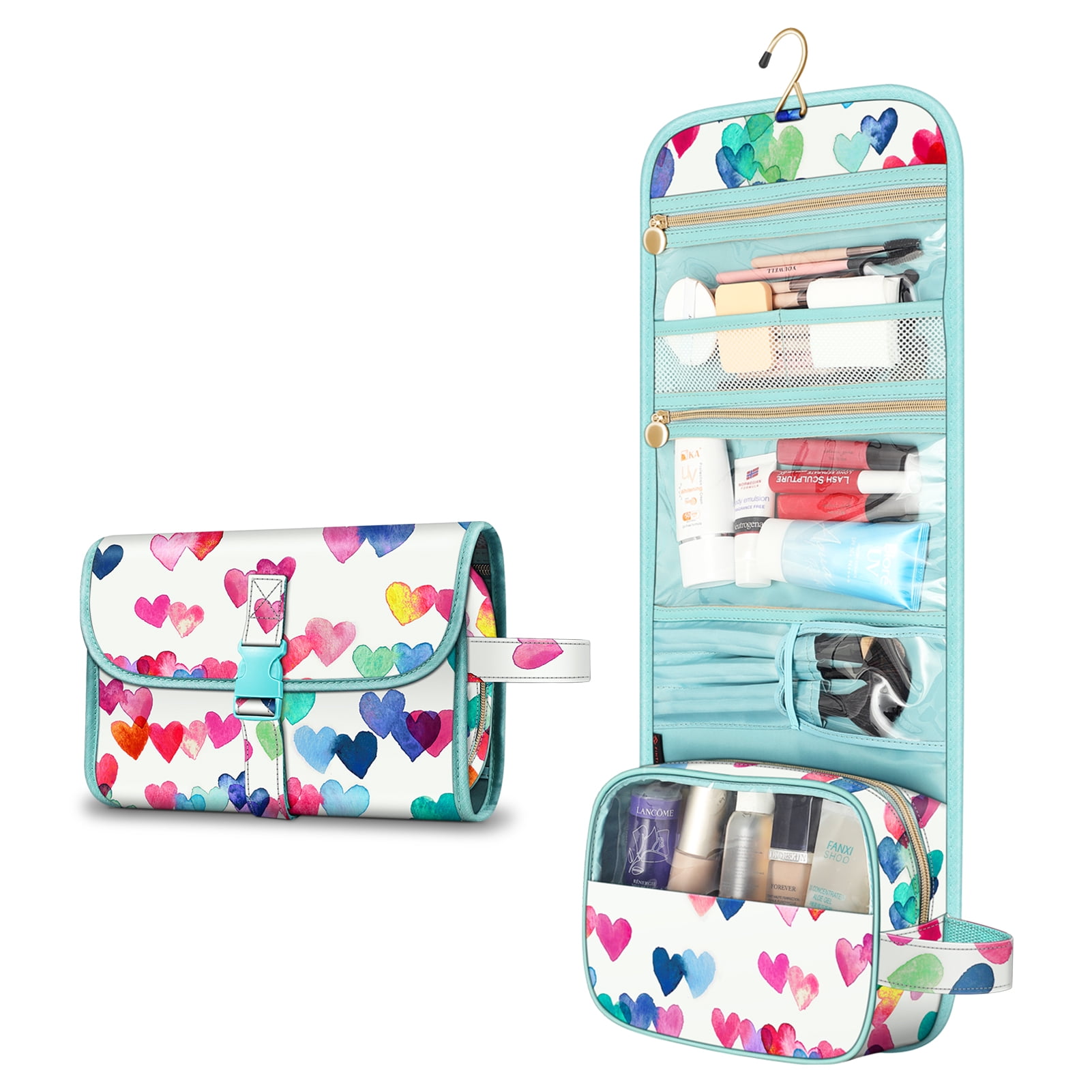 Makeup Organizer Female Toiletry Kit Bag Make Up Case Storage Pouch Lady  Box, Cosmetic Bag, Organizer Bag For Travel Lightweight Portable PU School