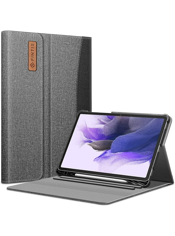 Fintie Portfolio Case for Samsung Galaxy Tab S8+/S8 Plus 2022/S7 FE 2021/S7 Plus 2020 12.4 inch Tablet, With S Pen Holder Multiple Angle View Cover with Pocket Auto Sleep/Wake, Gray