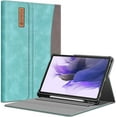 thumbnail image 1 of Fintie Portfolio Case for Samsung Galaxy Tab S8+/S8 Plus 2022/S7 FE 2021/S7 Plus 2020 12.4 inch Tablet, With S Pen Holder Multiple Angle View Cover with Pocket Auto Sleep/Wake, Denim Turquoise, 1 of 7