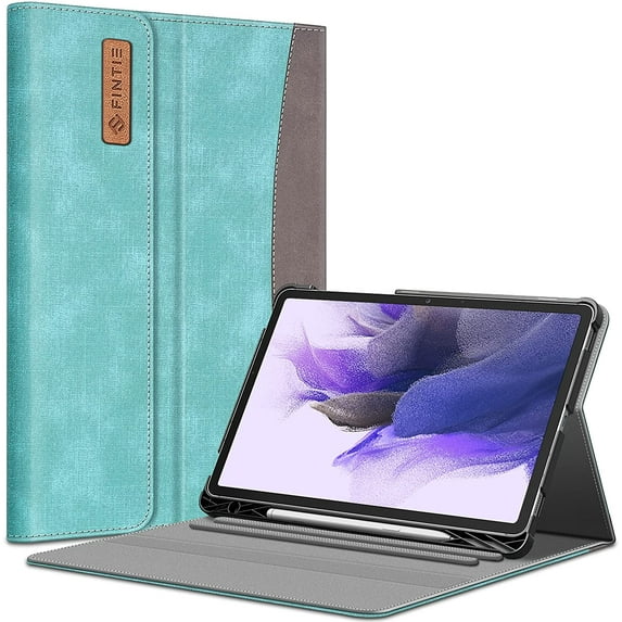 Fintie Portfolio Case for Samsung Galaxy Tab S8+/S8 Plus 2022/S7 FE 2021/S7 Plus 2020 12.4 inch Tablet, With S Pen Holder Multiple Angle View Cover with Pocket Auto Sleep/Wake, Denim Turquoise