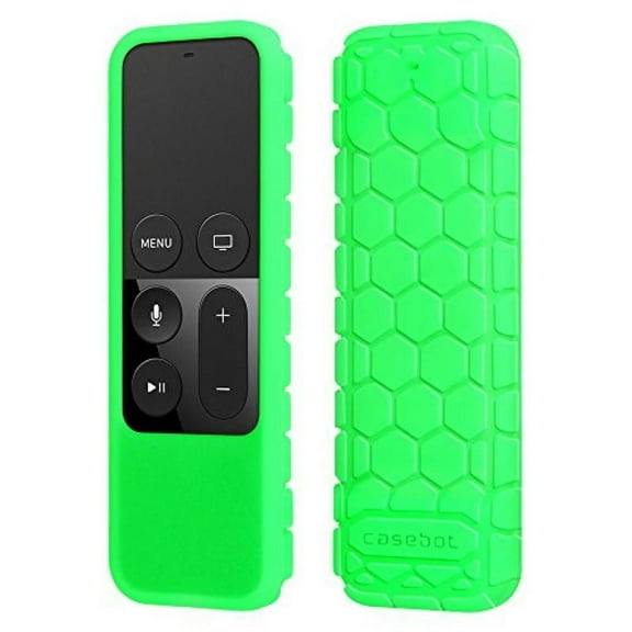 Fintie Protective Case for Apple TV (4th Gen) Remote - Casebot [Honey Comb Series] Light Weight [Anti Slip] Shock Proof Silicone Cover for Apple TV Siri Remote Controller, Green - Glow in the Dark