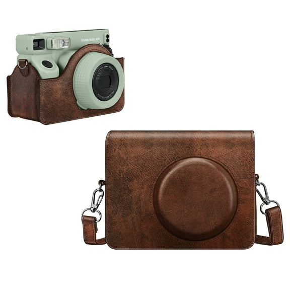 Fintie Protective Case for Fujifilm Instax Wide 400 Instant Film Camera - Premium Vegan Leather Bag Cover with Removable Strap, Vintage Brown