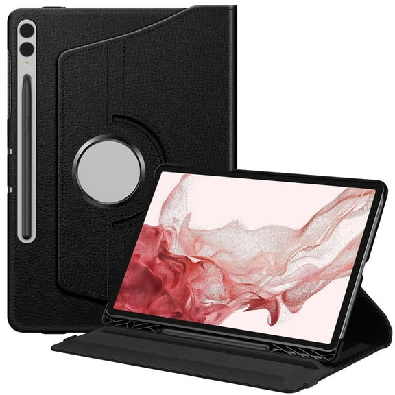 Fintie Rotating Case for Samsung Galaxy Tab S10 Plus 2024/ S9 Plus/ S9 FE Plus 5G 12.4 Inch 2023 with S Pen Holder, 360 Degree Swiveling Stand Cover Auto Sleep/Wake, Black