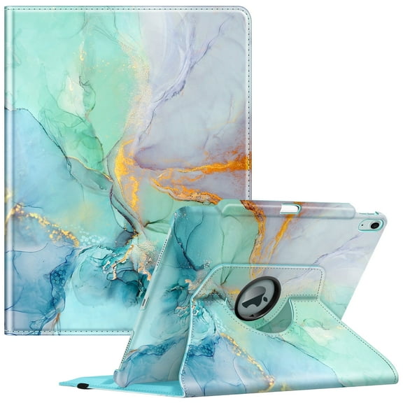 Fintie Rotating Case for iPad Air 13-inch (M3) 2025, (M2) 2024 - 360 Degree Rotating Protective Stand Cover with Pencil Holder, Emerald Marble