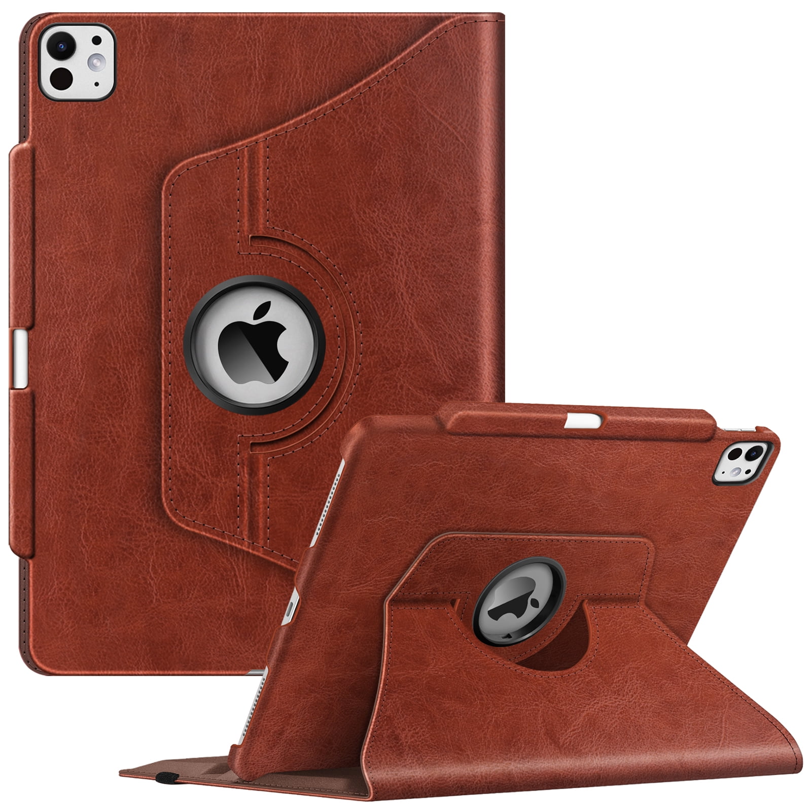 Fintie Rotating Case for iPad Pro 13-inch M4 Chip 2024 Release, 360 Degree Swiveling Protective Stand Cover with Pencil Holder, Brown