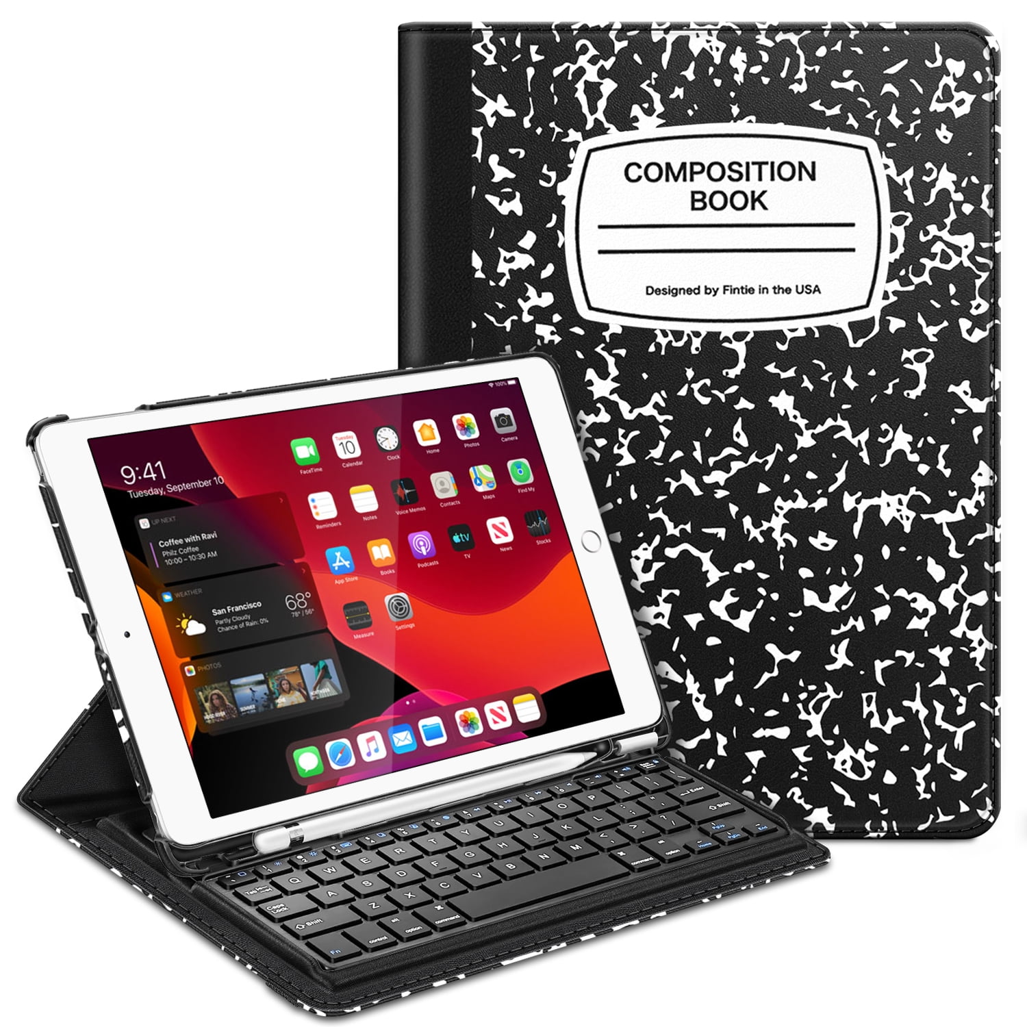 Fintie Rotating Case w/ Keyboard for iPad 10.2 Inch 9th / 8th / 7th