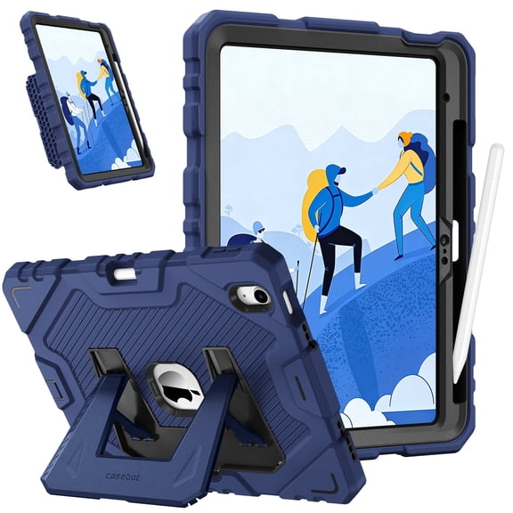 Open Box Fintie Rugged Case for iPad (A16) 11th Generation 11 Inch (2025), iPad 10th Generation 10.9 Inch (2022) - Heavy Duty Shockproof Kid-Friendly Protective Cover, Built-in Kickstand, Navy
