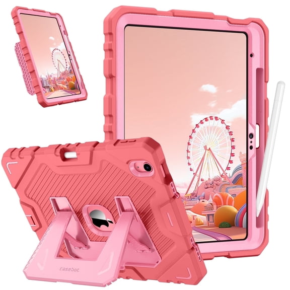 Fintie Rugged Case for iPad (A16) 11th Generation 11 Inch (2025), iPad 10th Generation 10.9 Inch (2022) - Heavy Duty Shockproof Kid-Friendly Protective Cover, Built-in Kickstand, Pink