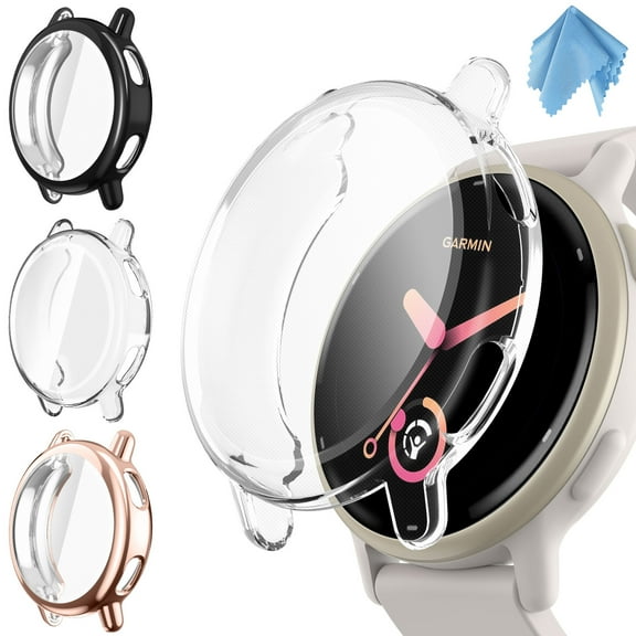 Fintie Screen Protector Case for Garmin Vivoactive 5 – 3-Pack Soft TPU Full Coverage Bumper, Scratch-Resistant Clear Protective Shells