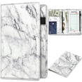 thumbnail image 1 of Fintie Server Book Organizer with Zipper Pocket, PU Leather Restaurant Guest Check Presenters Card Holder for Waitress, Waiter, Bartender (Marble White), 1 of 7
