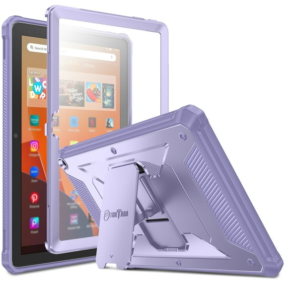 Fintie Shockproof Case for Fire HD 10 Tablet (13th Generation 10.1", 2023 Release), [Tuatara] Protective Case with Foldable Stand and Built-in Screen Protector, Lilac Purple