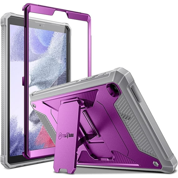Fintie Shockproof Case for Samsung Galaxy Tab A7 Lite 8.7 inch 2021 Model (SM-T220/T225/T227), Tuatara Rugged Unibody Hybrid Full Protective Bumper Kickstand Cover w/Built-in Screen Protector, Purple