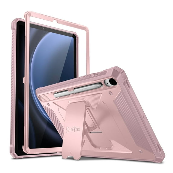 Fintie Shockproof Case for Samsung Galaxy Tab S10 Lite/ S10 FE/ S9 FE 5G 10.9 Inch/Tab S9 11 Inch, Tuatara Rugged Unibody Hybrid Bumper Kickstand Cover Built-in Screen Protector, Rose Gold