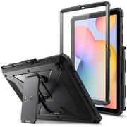 Fintie Shockproof Case for Samsung Galaxy Tab S6 Lite 10.4 Inch 2024/2022/2020, Tuatara Rugged Unibody Hybrid Full Protective Bumper Kickstand Cover with Built-in Screen Protector, Black