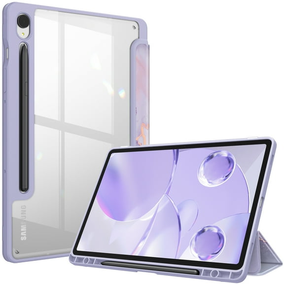 Fintie Shockproof Case for Samsung Galaxy Tab S9 11 Inch 2023 Model (SM-X710/X716B/X718U) Tablet , Slim Cover Clear Transparent Back Shell,Lilac Marble