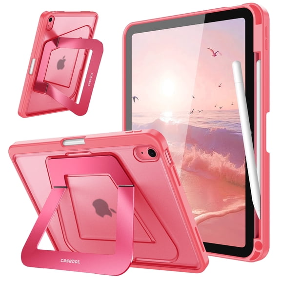Fintie Shockproof Case for iPad (A16) 11th Generation 11 Inch (2025), iPad 10th Gen 10.9 Inch (2022) - [Built-in Pencil Holder] Slim Frosted Protective Cover with Multi-Angle Kickstand (Pink)