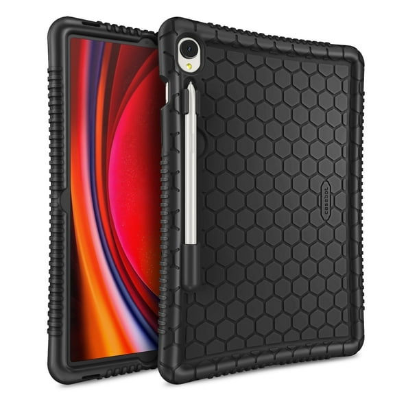 Fintie Silicone Case for Samsung Galaxy Tab S10 Lite/ S10 FE/ S9 FE 5G 10.9 Inch/Tab S9 11 Inch, [S Pen Holder] Honey Comb Series Kids Friendly Light Weight Shock Proof Protective Cover, Black