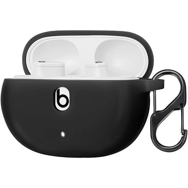 Fintie Silicone Case for New Beats Studio Buds, Shockproof Earbuds Cover with Keychain Carabiner, Support Wireless Charging (Black)