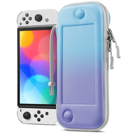 Fintie Slim Carry Case for Nintendo Switch OLED Model 2021/Switch 2017 - [Slim Fit] Shockproof Protective Travel Storage Bag w/10 Game Cartridges, Evening Ombre