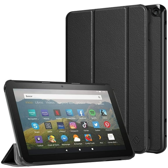 Fintie Slim Case for Kindle Fire HD 8 & Fire HD 8 Plus Tablet (12th Generation 2024/2022 & 10th Generation 2020 Release) - Ultra Lightweight Stand Cover with Auto Wake/Sleep, Black