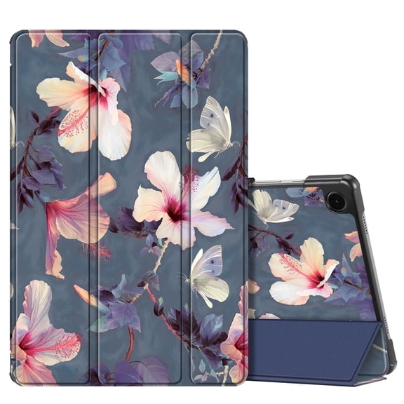 Fintie Slim Case for Samsung Galaxy Tab A11+ Plus 2025/ A9+ Plus 11 Inch 2023, Ultra Thin Lightweight Hard Back Shell Tri-Fold Stand Cover with Auto Wake/Sleep, Blooming Hibiscus