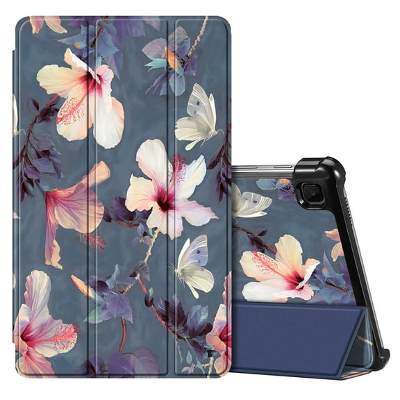 Fintie Slim Case for Samsung Galaxy Tab A7 Lite 8.7 inch 2021 Model (SM-T220/T225/T227), Ultra Thin Lightweight Hard Back Shell Tri-Fold Stand Cover, Blooming Hibiscus