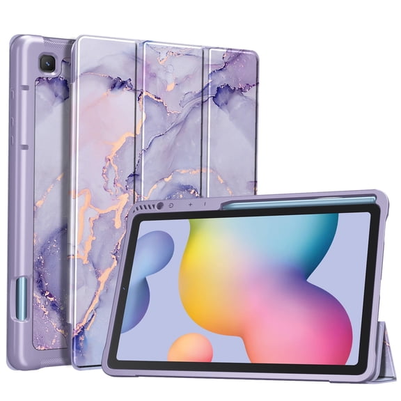 Fintie Slim Case for Samsung Galaxy Tab S6 Lite 10.4 Inch 2024/2022/2020 with Built-in S Pen Holder, Soft TPU Smart Stand Back Cover Auto Wake/Sleep Feature, Lilac Marble